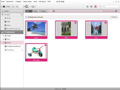 LG OPTIMUS L3 - PC-Anbindung - Inhalte (Bilder, Videos, Musik) synchronisieren - Schritt 5