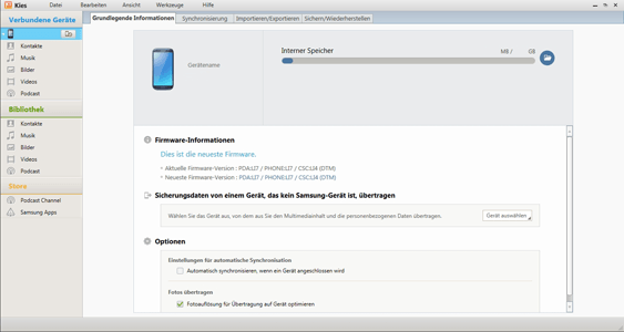 Samsung Galaxy S Plus - PC-Anbindung - Inhalte (Bilder, Videos, Musik) synchronisieren - Schritt 2