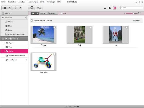 LG OPTIMUS L3 - PC-Anbindung - Inhalte (Bilder, Videos, Musik) synchronisieren - Schritt 4